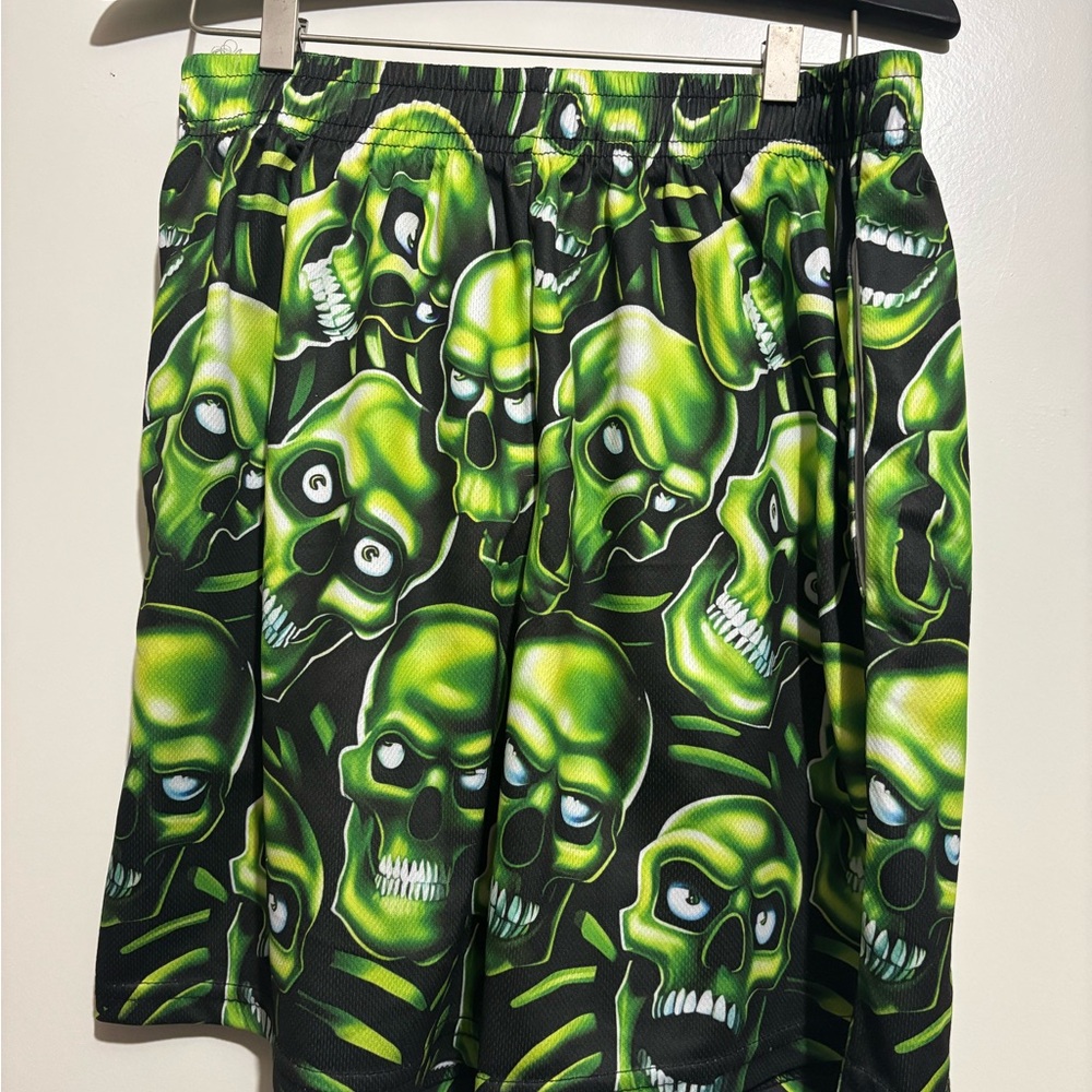 Green Skull Pattern Shorts